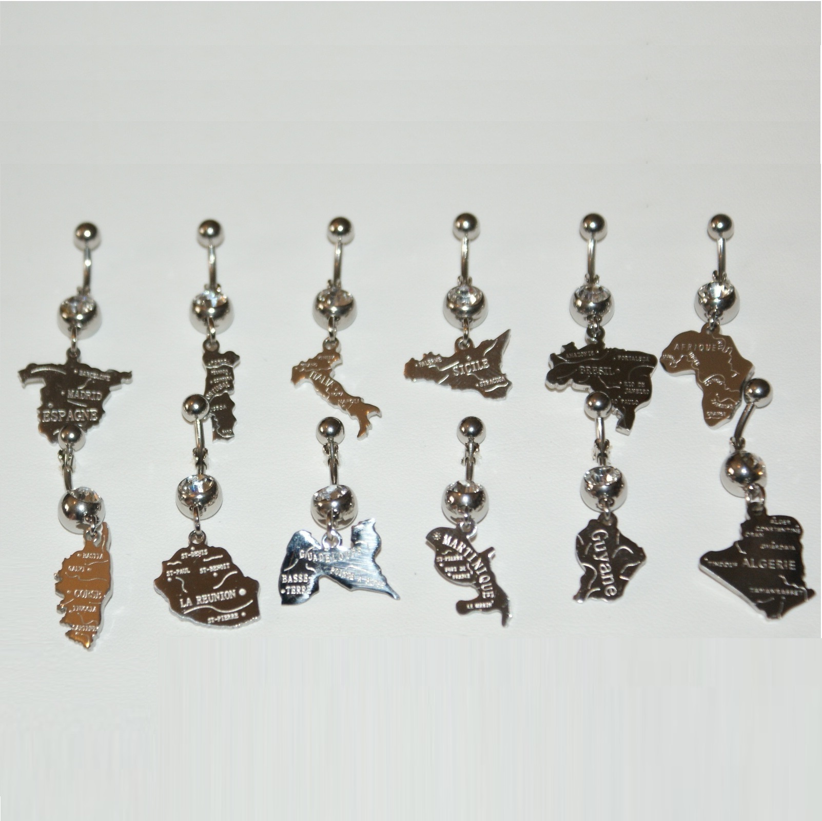 Designation: Lot de 12 Piercings Nombril Carte Pays Designation: Lot de 12 Piercings Nombril Carte Pays