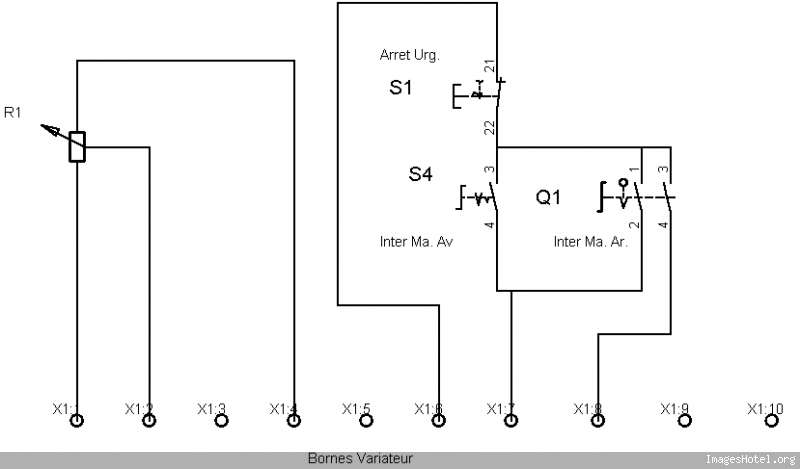 Schema branchement bouton arret d'urgence