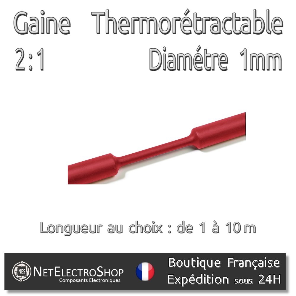 Gaine Thermorétractable 2:1 1 mm Diam 1 à 10m #003 Rouge