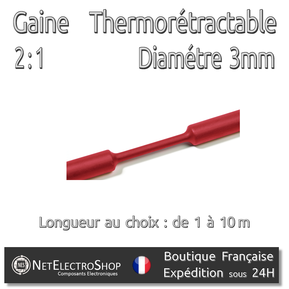 10m Gaine thermo-r/étractable de 3,5 mm de diam/ètre Rouge