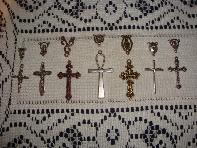 ribbon bookmark hand-crafted beaded charms religious theme